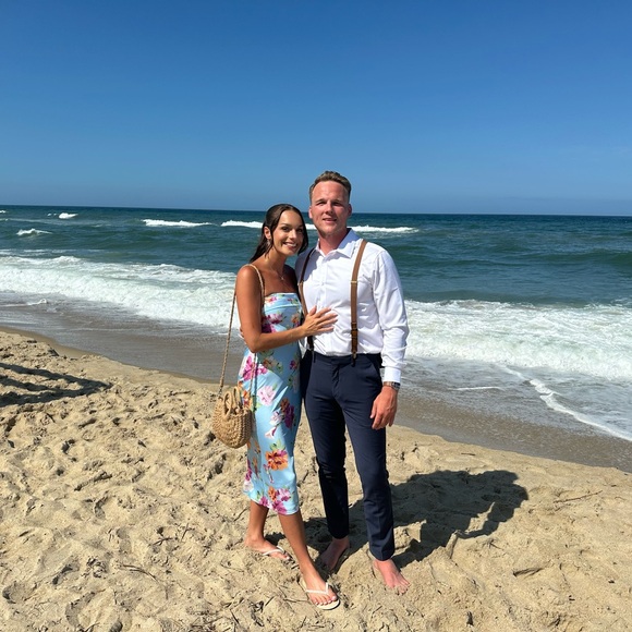 Lulu’s Sophisticated Design Light Blue Floral Strapless Midi Dress - Picture 6 of 6